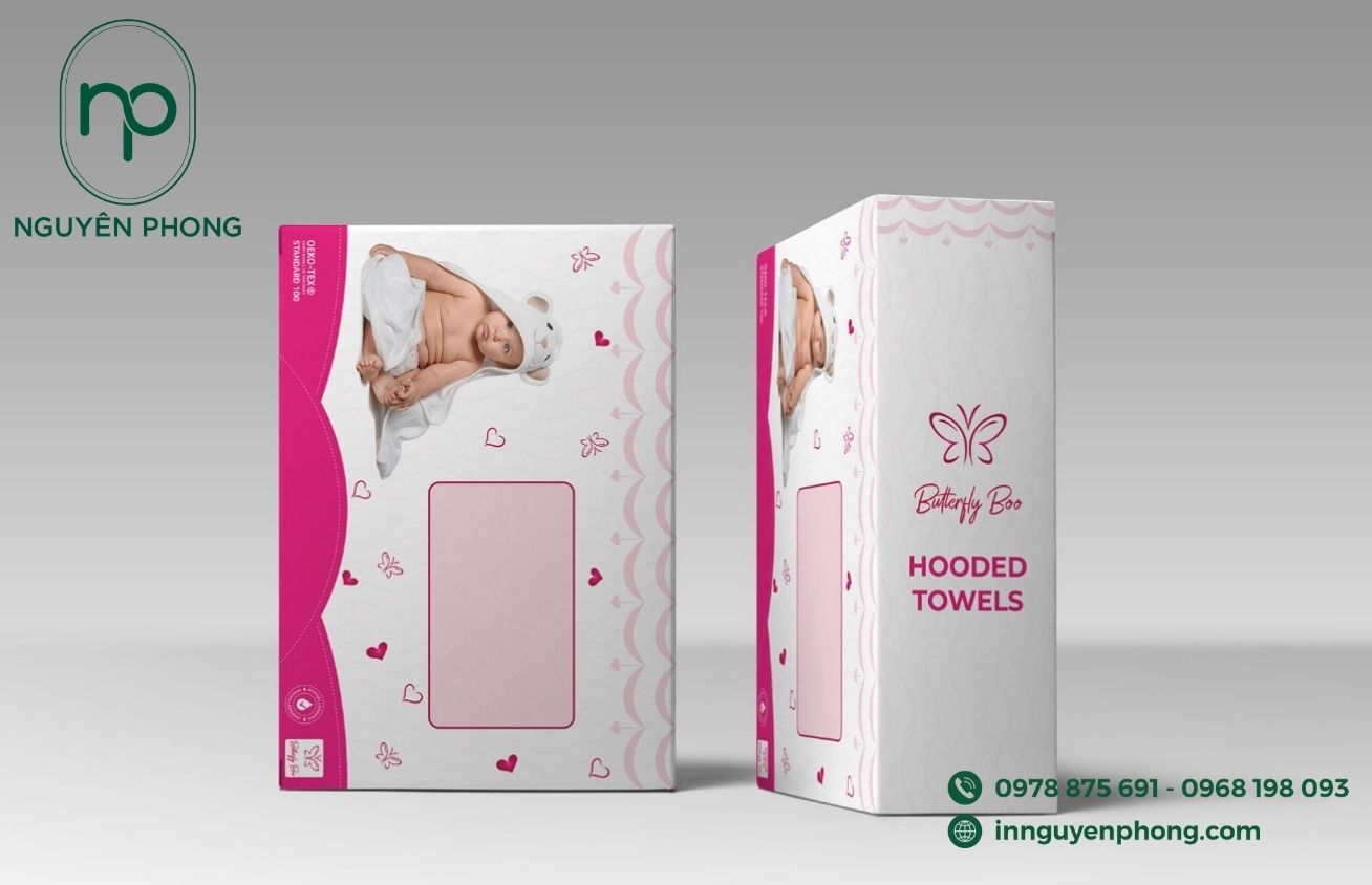 Mẫu hộp giấy đựng khăn tắm cho em bé 